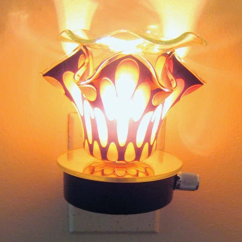 Large Glass/Wood Oil Burner - Dark Brown